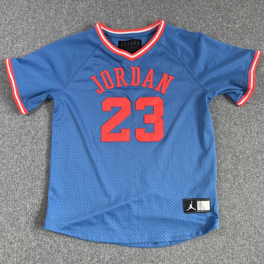 Jordan 23 Mesh Jersey Shirt Kids Youth Medium Blue Red Jumpman Basketball Y2K‎